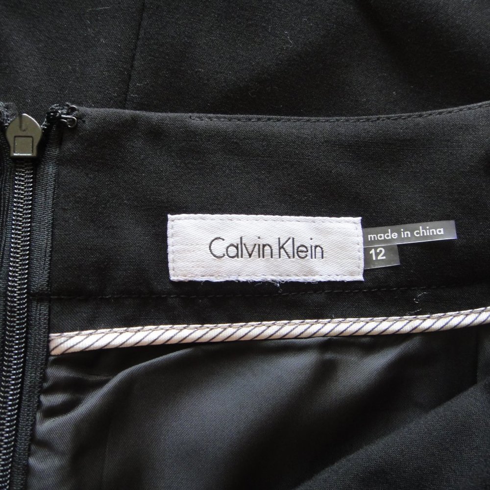 Black Straight Skirt Lined Pocket Light Stretch - Picture 6 of 9